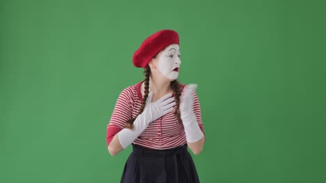 worried mime artist feeling scared