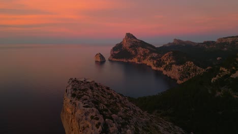 Golden-Hour-At-Cap-Formentor,-Es-Colomer-Island,-Mallorca,-Spain-Sunset