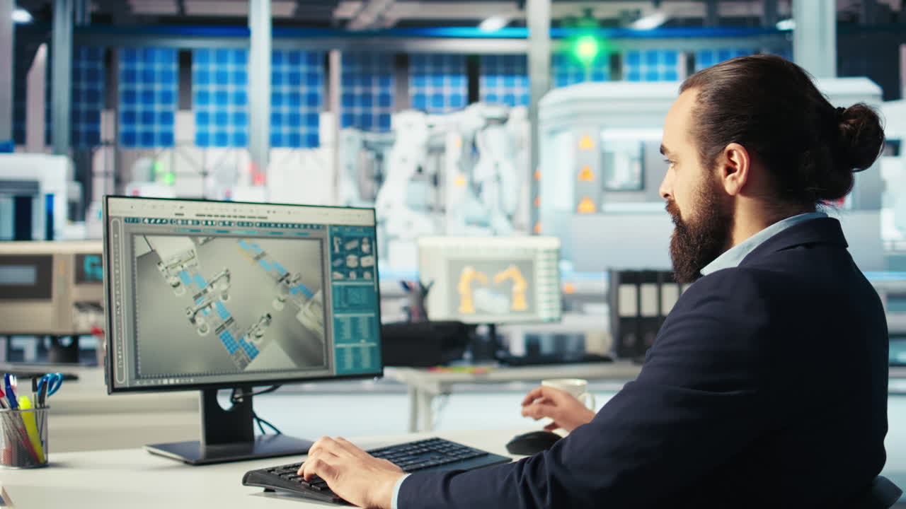 gerente de una fábrica fotovoltaica delegando tareas al trabajador