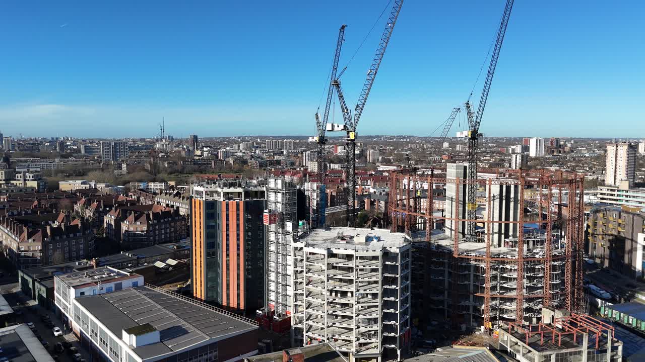 Bethnal Green old gasholder development Regents under construction view drone,aerial