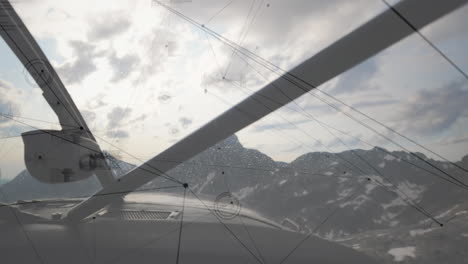 animación de la red de conexiones sobre el avión en vuelo