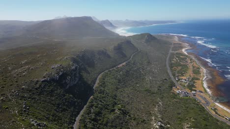 soetwater resort, witsands, cape town, south africa - drone flying along coastal road.