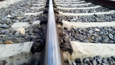 gravel railroad track close-up footage