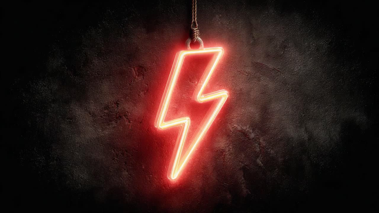 A striking neon lightning bolt illuminates a dark backdrop, creating a dynamic and energetic visual that captivates with its bold colors and vibrant design