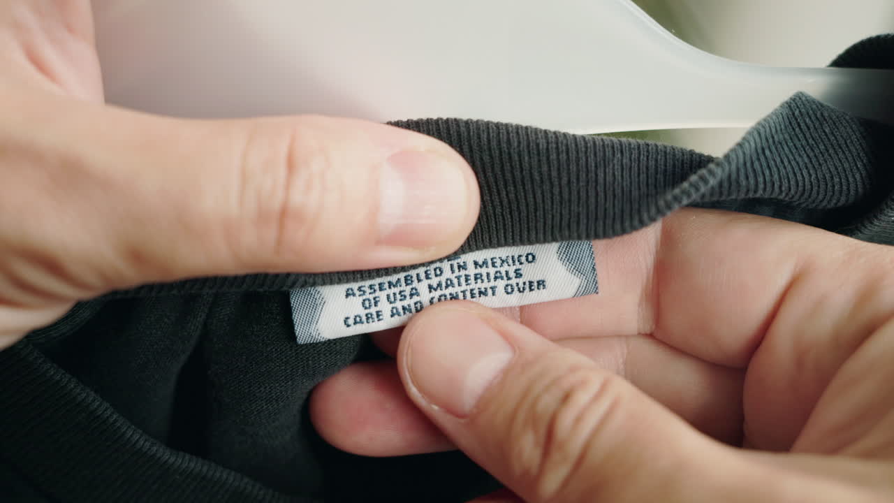 Close-up of a T-shirt tag