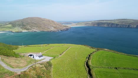 aerial view of a secluded cottage on the irish coast