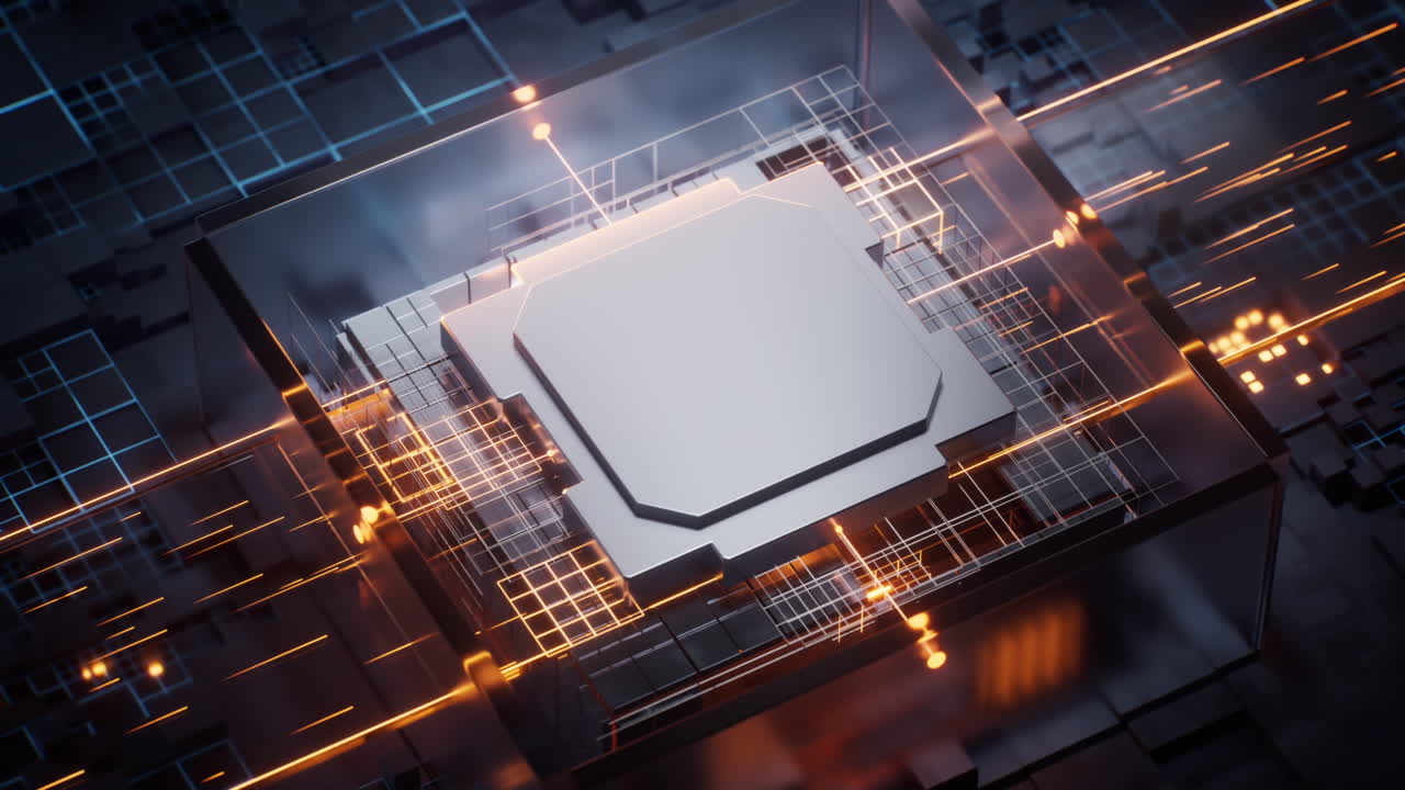 기술 회로 보드 및 코어, 3d 렌더링