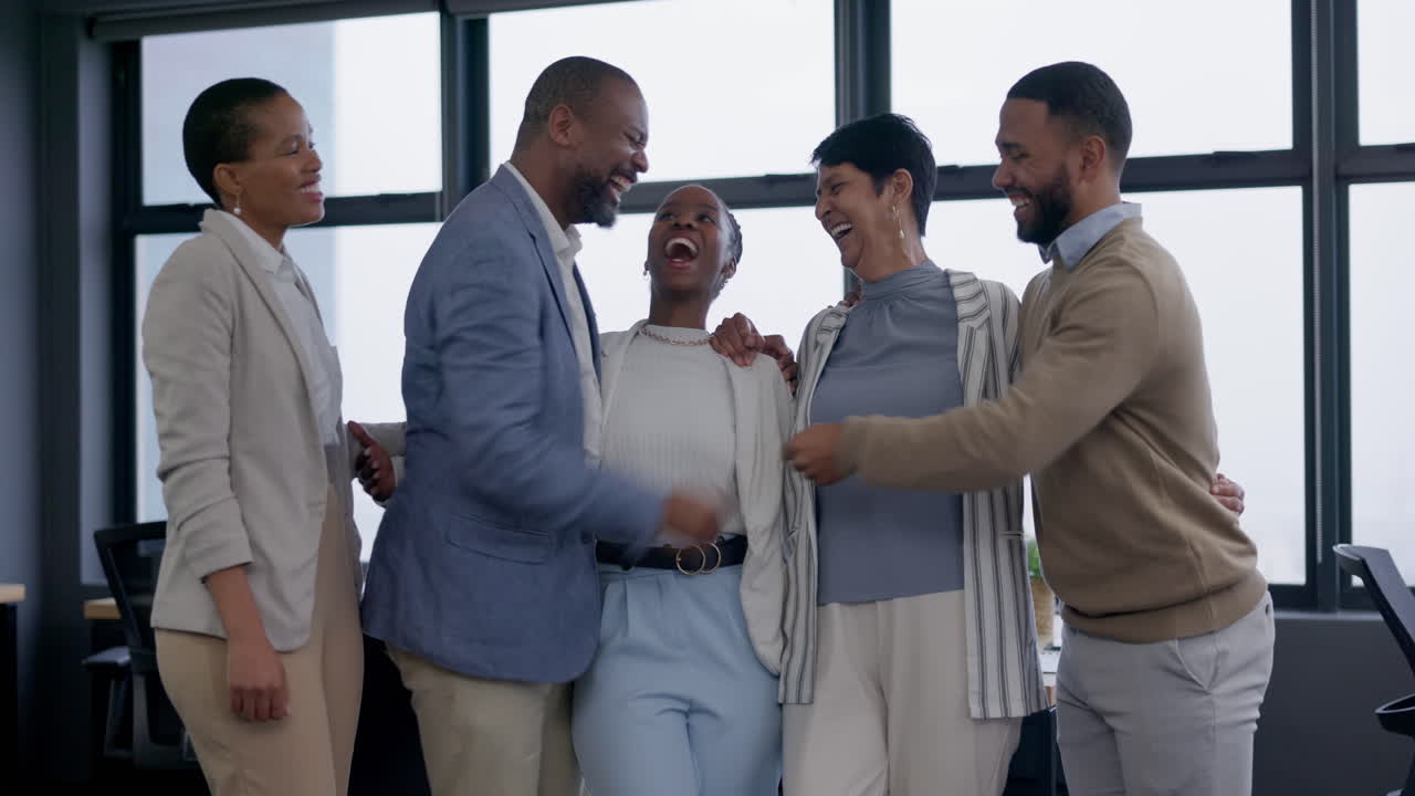 Business people, happiness and diversity