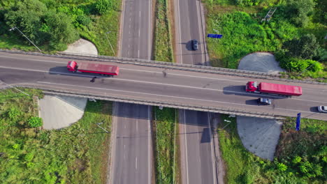 highway multi-level junction road with moving cars