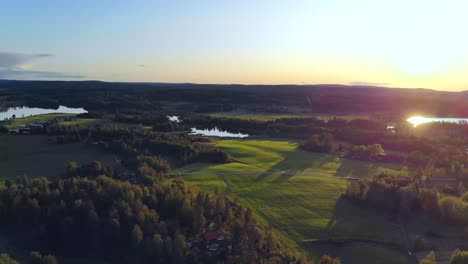 Drone-footage-over-nature-in-Sweden-at-Summer,-Scandinavia-