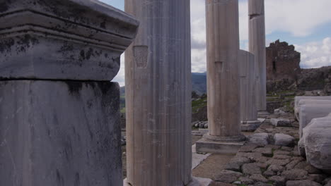 close up of a row of pillars in pergamum