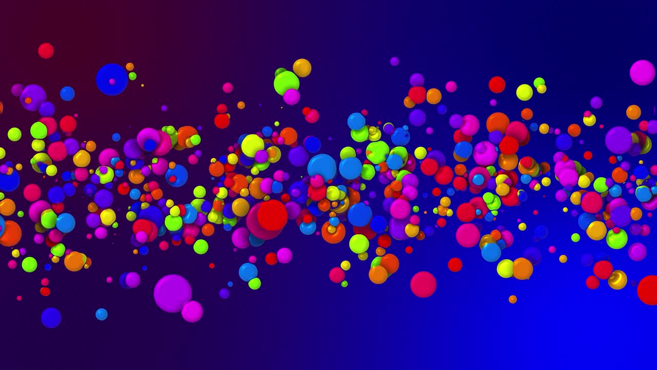 Cartoon animation of beautiful multi-colored circles like paint bubbles or dye droplets in liquid. 4k looped abstract creative background. Luma matte as alpha channel. Particles increase and decrease