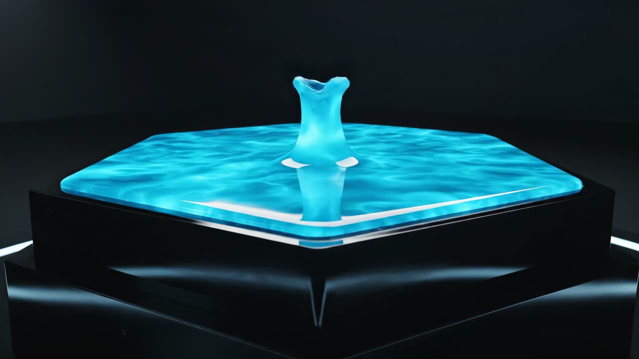 Abstract 3D rendering of water on a cube