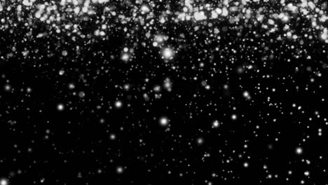 falling glittering snowflakes with black background