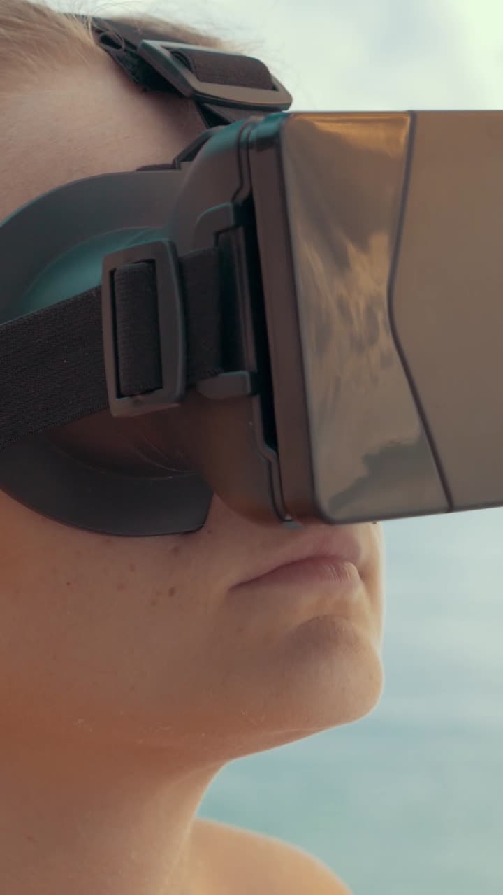 Close-up of Woman Wearing Virtual Reality Headset Outdoors