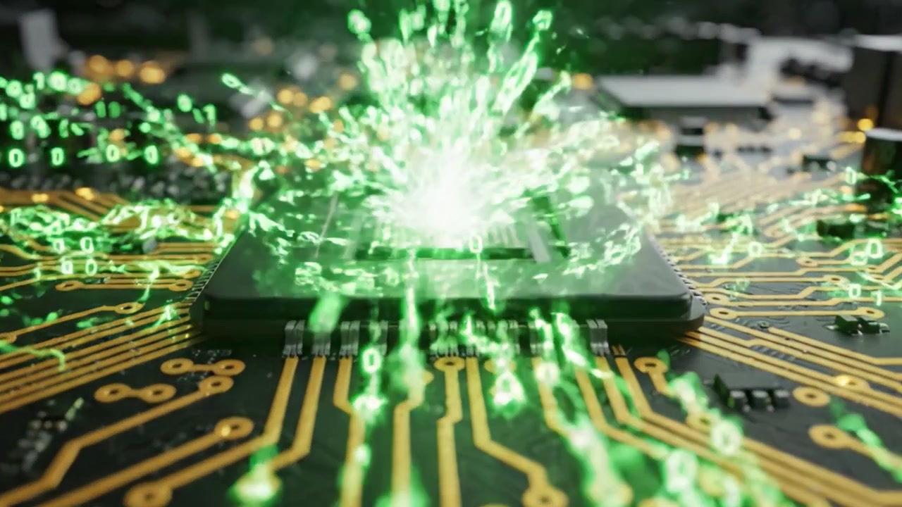 Exploring the Intricate World of Microelectronics: A Close-Up of Circuitry with Sparks of Energy Capturing the Essence of Innovation and Technology Advancement