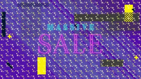 animation of massive sale text over rows of pattern