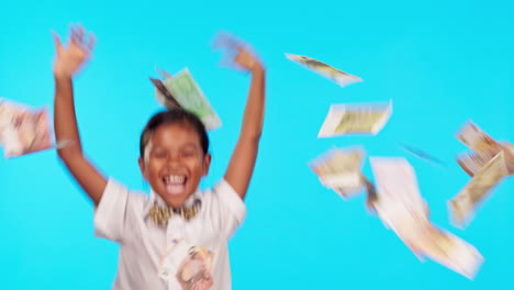 Happy-little-girl,-money-rain