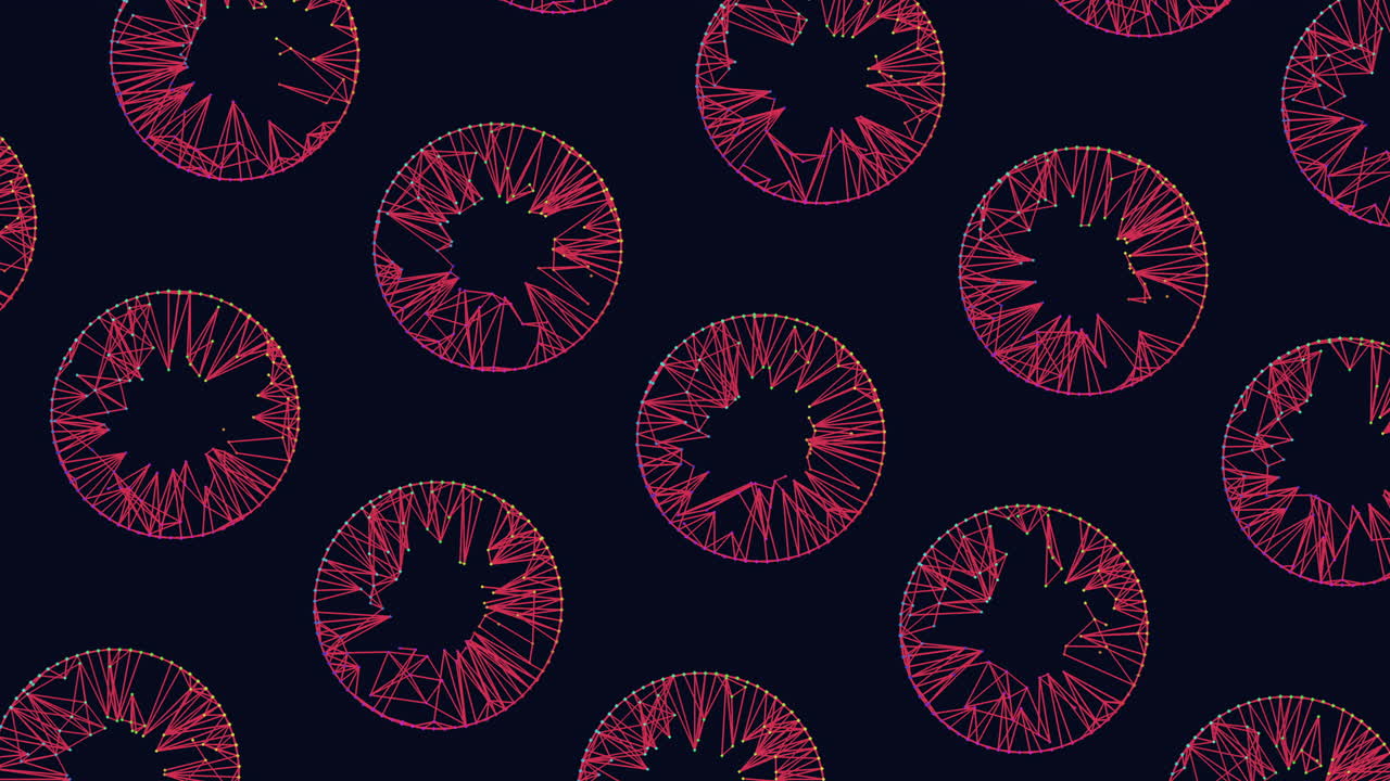Striking symmetry red circles with black centers in a circular pattern