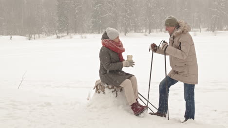 senior couple enjoying a winter day