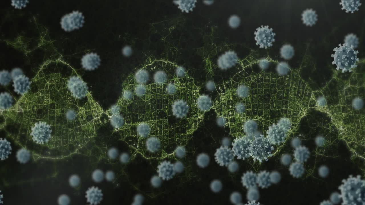 células de covid-19 que se mueven contra un fondo negro