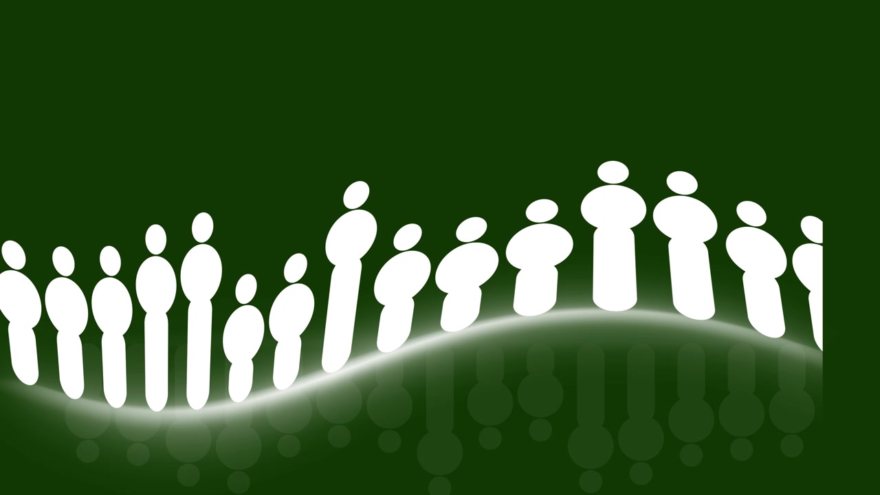 Abstract Animation of White Human Figures Moving in a Wave Pattern