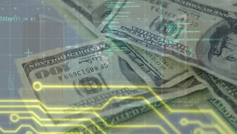 Animation-of-data-processing-over-banknotes