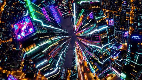 vibrant night cityscape with light trails