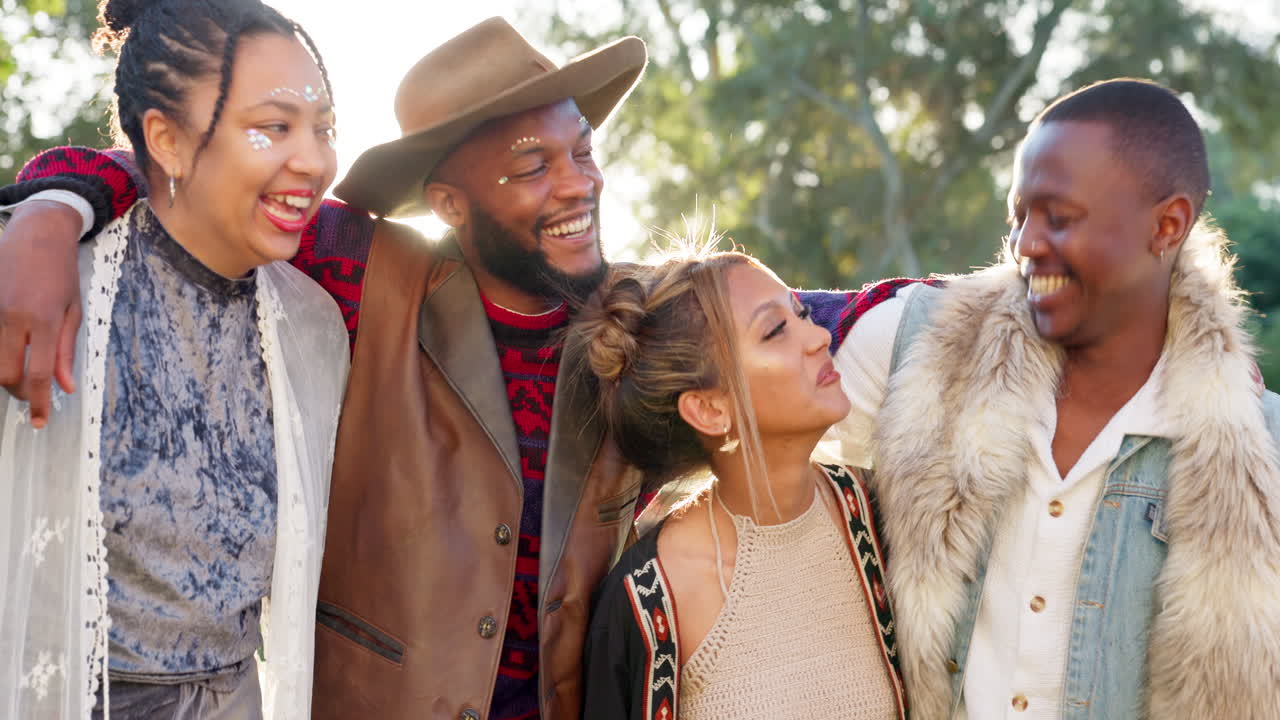 웃음, 친구, 그리고 야외의 행복