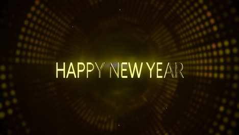 Animation-of-happy-new-year-text-and-lights-on-black-background