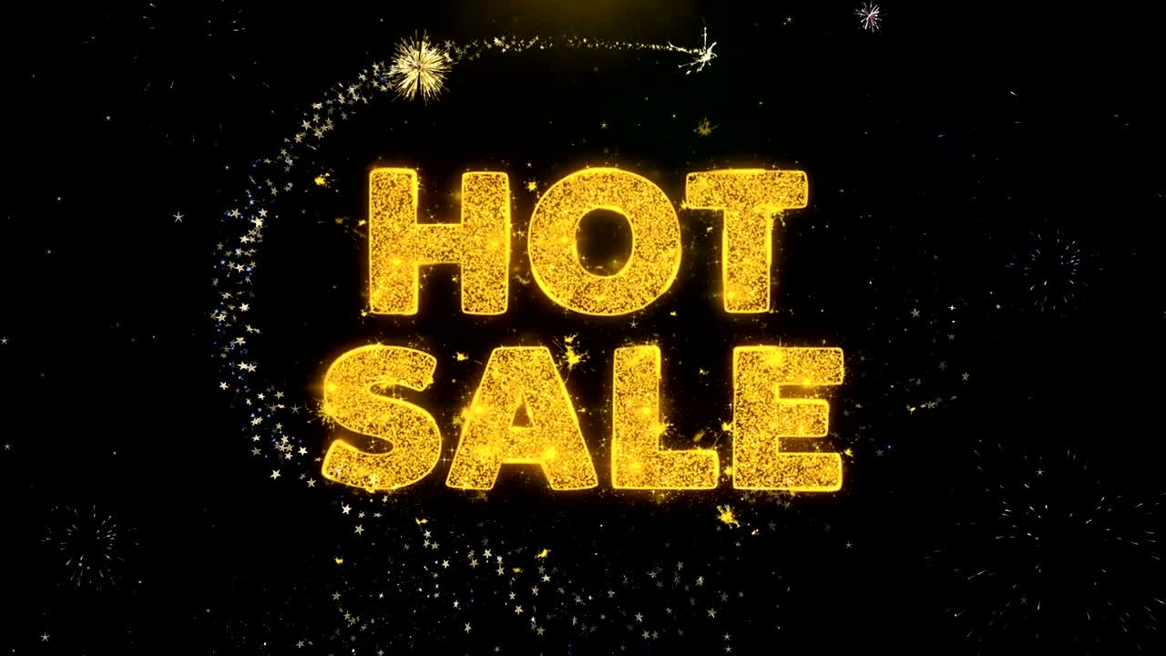 금 입자 불꽃놀이 디스플레이에 대한 뜨거운 판매 텍스트.