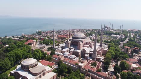 the hagia sophia mosque , aerial 4k drone video