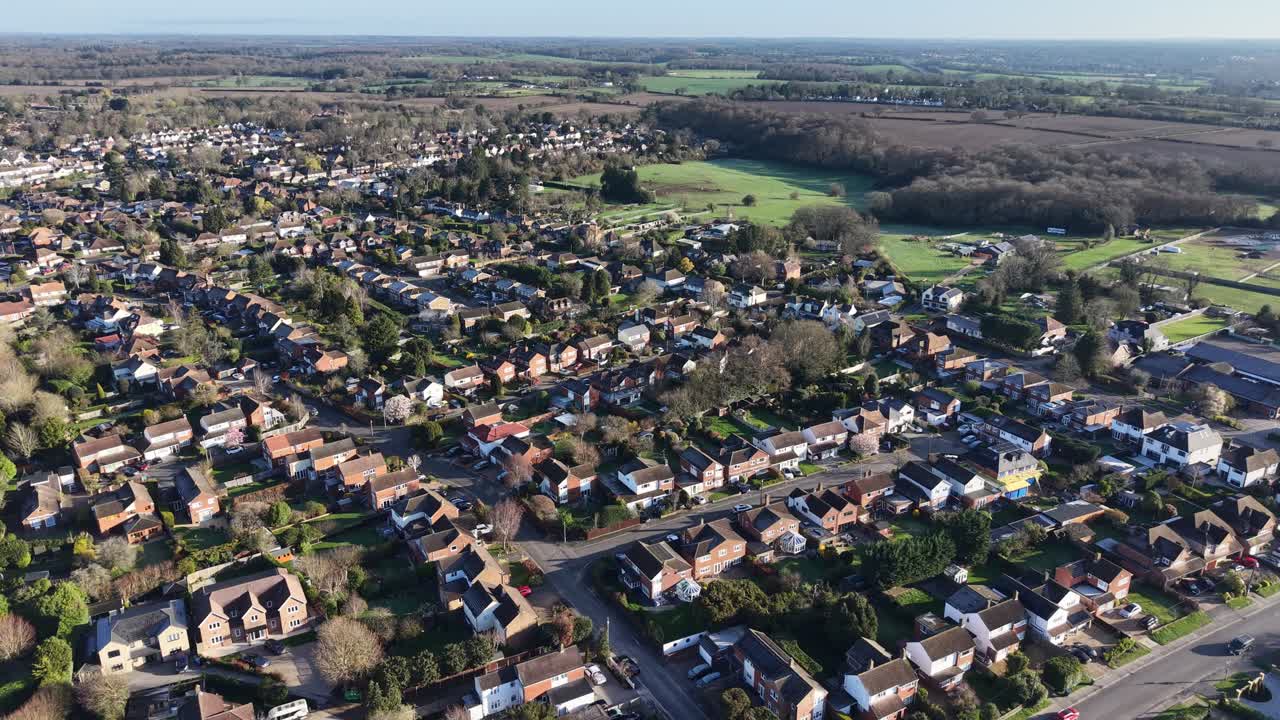 Aerial view Chalfont St Peter village Buckinghamshire UK residential houses