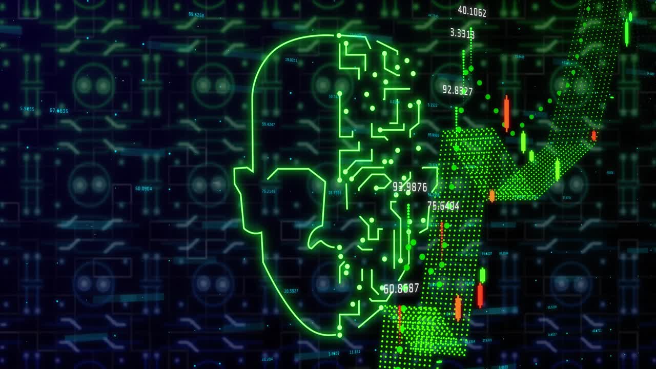 Animação de rosto biométrico online, processamento de dados sobre placa de circuito de computador