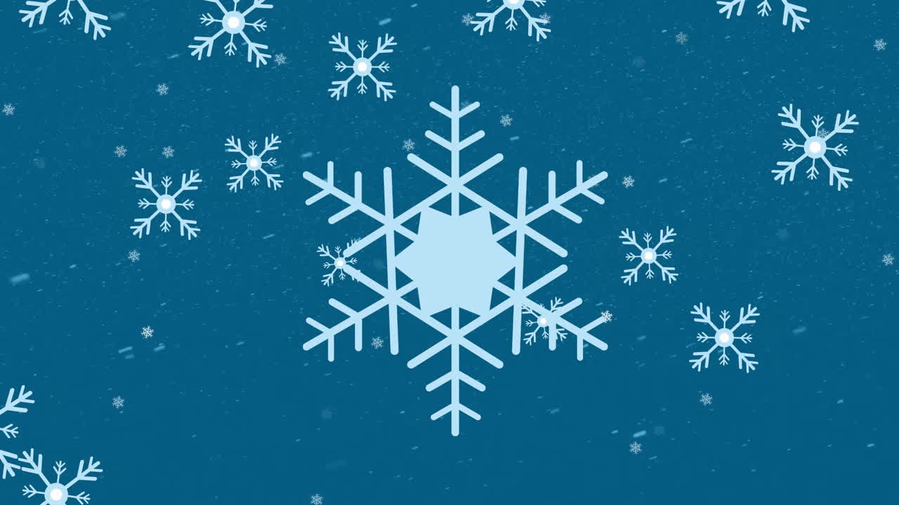 Animation of falling snowflakes on blue background