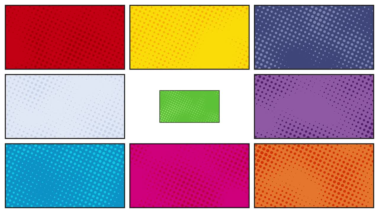 paneles multicolores en el estilo de animación de libros de cómics retro. fondo de gráficos en movimiento vintage mínimo