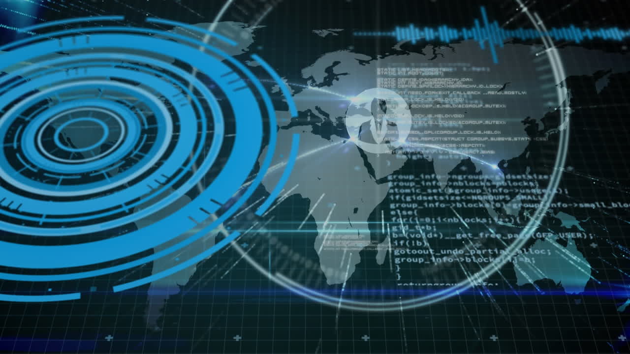 animación del procesamiento de datos en todo el mundo
