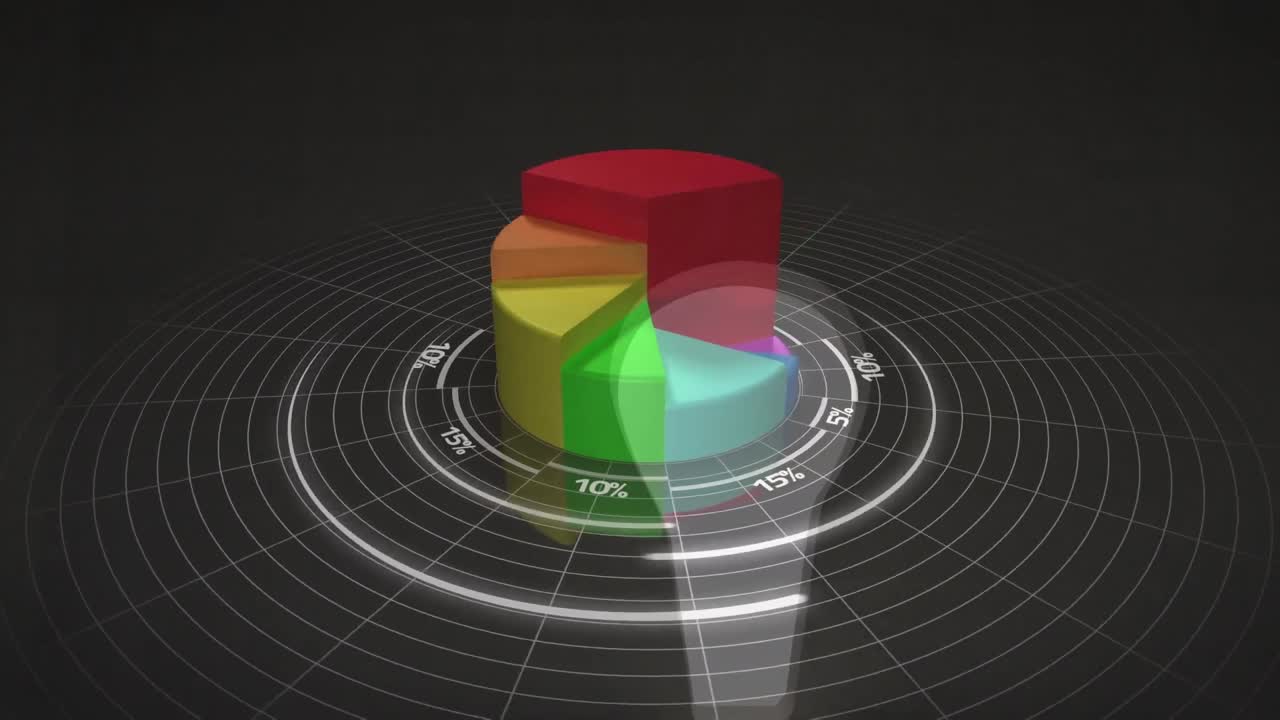 Animation of statistics and data processing on grey background