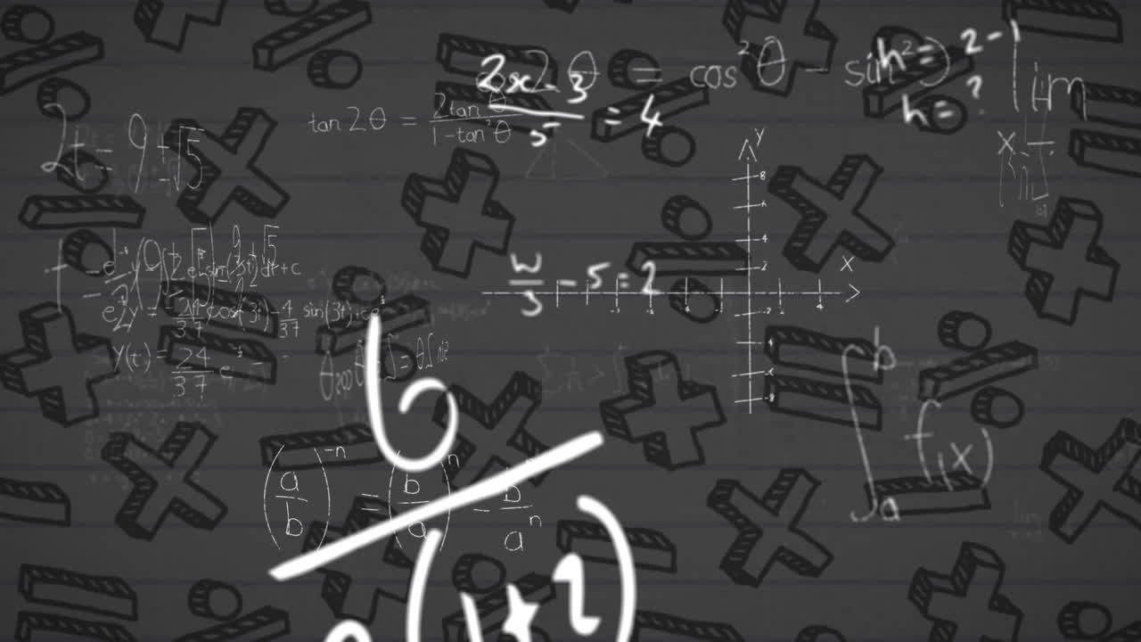 Mathematical equations against mathematical symbols