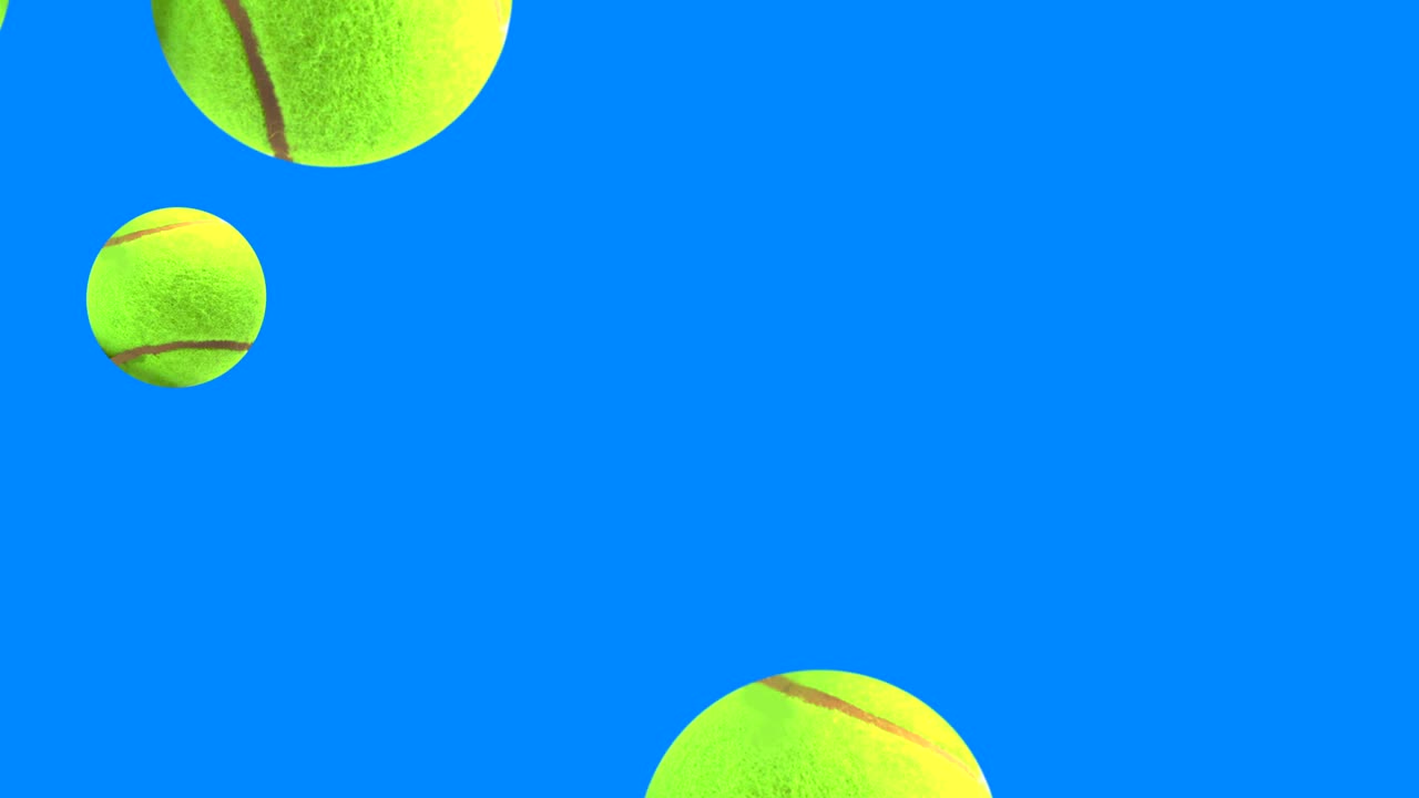 블루 스크린 크로마 키에 애니메이션 테니스 공 요소 그룹