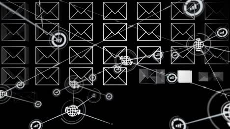 Animation of network of connections over envelopes