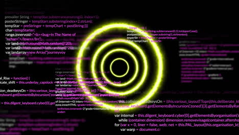 animación del procesamiento de datos sobre círculos de neón de colores