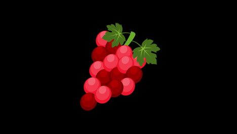 Animación-Conceptual-De-Uvas-Rojas-Con-Hojas-Verdes-Con-Canal-Alfa