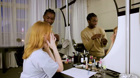 young woman on the dressing room