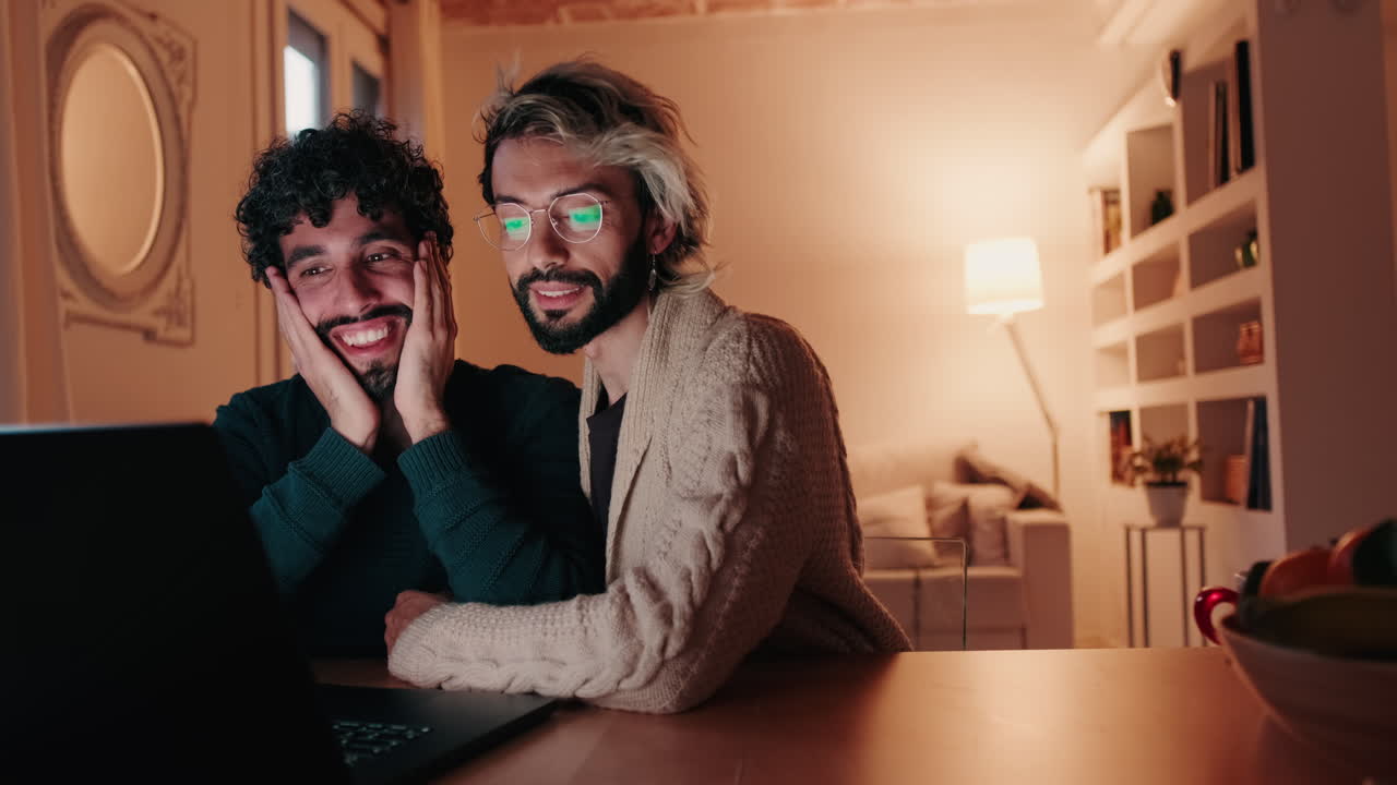 Gay Couple Sharing a Happy Moment at Home