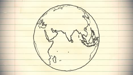 Earth-drawing-paper-cartoon-hand-drawn-animation-spinning-globe-world-pen-loop