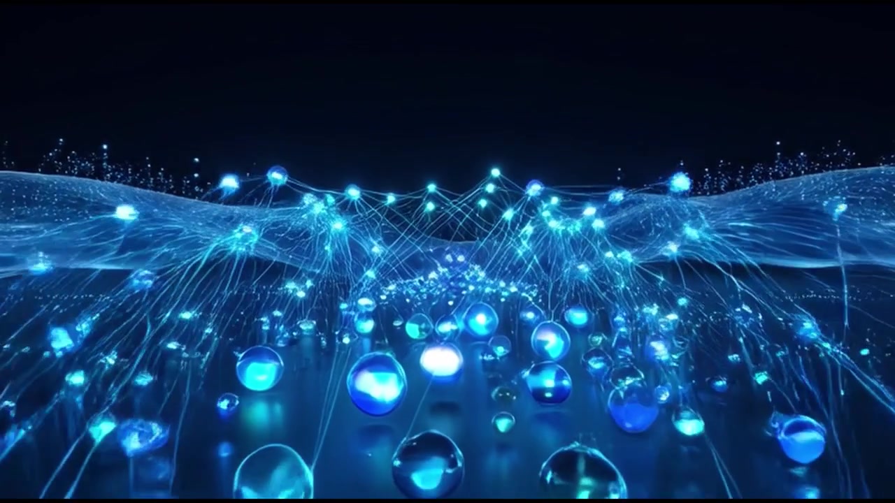 Abstract Digital Network Connecting Glowing Blue Spheres
