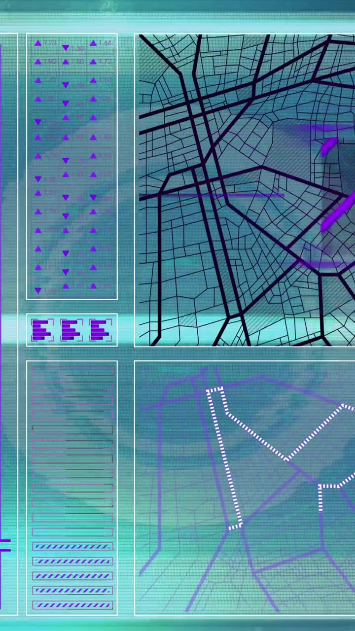 Animation of data processing over blue background