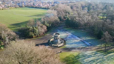 Cinematic-aerial-drone-footage-of-a-public-park-taken-from-above