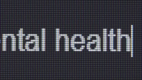 text on a computer screen displaying "mental health"